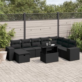 Garden sofa set 8 pieces and black synthetic rattan cushions by , Garden sets - Ref: Foro24-3275345, Price: 635,88 €, Discoun...