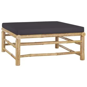 Bamboo garden footstool with dark gray cushion by vidaXL, Modular outdoor sofas - Ref: Foro24-313155, Price: 84,85 €, Discoun...