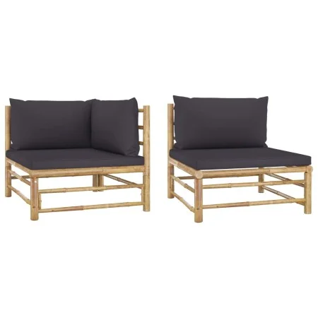 Garden furniture set 2 pieces bamboo and dark gray cushions by vidaXL, Modular outdoor sofas - Ref: Foro24-313151, Price: 235...
