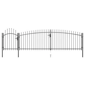 Garden fence gate with spear top 5x1.75 m black by , garden gates - Ref: Foro24-146323, Price: 424,94 €, Discount: %
