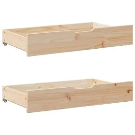 Drawers under bed with wheels, 2 units, solid pine wood by , Home storage drawers - Ref: Foro24-850920, Price: 82,04 €, Disco...