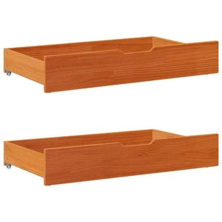 Underbed drawers with wheels, 2 units, solid pine wood, brown. by , Home storage drawers - Ref: Foro24-850922, Price: 83,54 €...