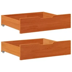 2 solid pine wood drawers under bed, brown, 75x55x16 cm by , Home storage drawers - Ref: Foro24-850934, Price: 63,50 €, Disco...