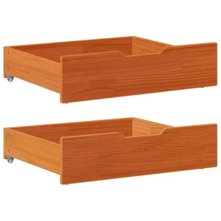 2 solid pine wood drawers under bed, brown, 75x55x16 cm by , Home storage drawers - Ref: Foro24-850934, Price: 63,50 €, Disco...