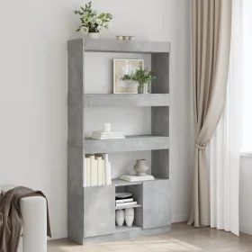 Tall engineered wood sideboard in gray concrete 92x33x180 cm by , Bookcases and shelves - Ref: Foro24-3309621, Price: 105,11 ...