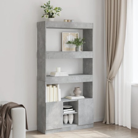Tall engineered wood sideboard in gray concrete 92x33x180 cm by , Bookcases and shelves - Ref: Foro24-3309621, Price: 106,37 ...