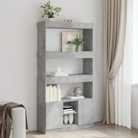 Tall engineered wood sideboard in gray concrete 92x33x180 cm by , Bookcases and shelves - Ref: Foro24-3309621, Price: 105,11 ...
