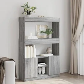 Tall Sonoma gray engineered wood sideboard 92x33x140 cm by , Bookcases and shelves - Ref: Foro24-3309614, Price: 94,14 €, Dis...