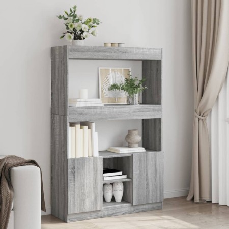 Tall Sonoma gray engineered wood sideboard 92x33x140 cm by , Bookcases and shelves - Ref: Foro24-3309614, Price: 95,26 €, Dis...