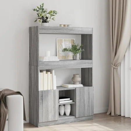 Tall Sonoma gray engineered wood sideboard 92x33x140 cm by , Bookcases and shelves - Ref: Foro24-3309614, Price: 94,14 €, Dis...