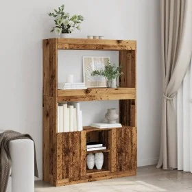 Tall wooden sideboard with aged engineered wood, 92x33x140 cm. by , Bookcases and shelves - Ref: Foro24-3309616, Price: 91,54...