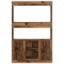 Tall wooden sideboard with aged engineered wood, 92x33x140 cm. by , Bookcases and shelves - Ref: Foro24-3309616, Price: 93,27...