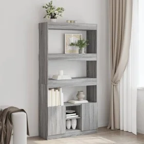 Tall Sonoma Gray Engineered Wood Sideboard 92x33x180 cm by , Bookcases and shelves - Ref: Foro24-3309623, Price: 114,09 €, Di...
