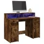 Escritorio con LED madera ingeniería roble ahumado 120x55x91 cm de , Escritorios - Ref: Foro24-3309415, Precio: 167,92 €, Des...