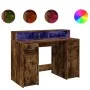 Desk with LED lighting, engineered smoked oak wood, 120x55x91 cm by , Desks - Ref: Foro24-3309415, Price: 168,21 €, Discount: %