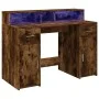 Escritorio con LED madera ingeniería roble ahumado 120x55x91 cm de , Escritorios - Ref: Foro24-3309415, Precio: 167,92 €, Des...