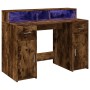 Escritorio con LED madera ingeniería roble ahumado 120x55x91 cm de , Escritorios - Ref: Foro24-3309415, Precio: 170,82 €, Des...