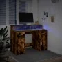 Desk with LED lighting, engineered smoked oak wood, 120x55x91 cm by , Desks - Ref: Foro24-3309415, Price: 168,21 €, Discount: %