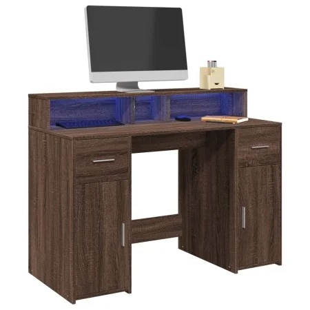 Schreibtisch mit LED-Beleuchtung, aus braunem Eichenholz, 120x55x91 cm. von , Schreibtische - Ref: Foro24-3309417, Preis: 177...