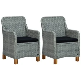 Gartenstühle mit Kissen 2 Stk. synthetisches Rattan hellgrau von vidaXL, Gartenstühle - Ref: Foro24-313317, Preis: 225,36 €, ...