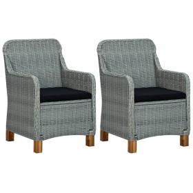 Gartenstühle mit Kissen 2 Stk. synthetisches Rattan hellgrau von vidaXL, Gartenstühle - Ref: Foro24-313317, Preis: 229,16 €, ...