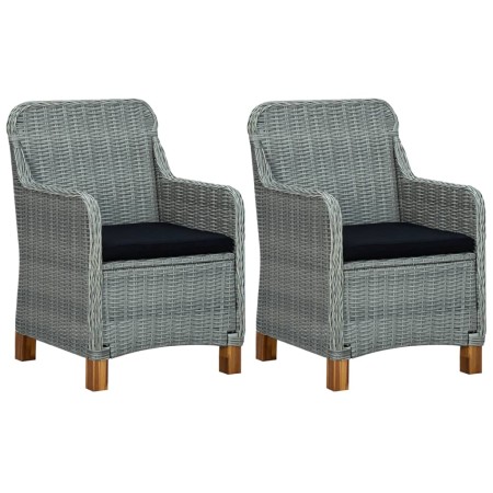 Gartenstühle mit Kissen 2 Stk. synthetisches Rattan hellgrau von vidaXL, Gartenstühle - Ref: Foro24-313317, Preis: 229,16 €, ...