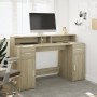 Desk with LED lighting, engineered wood in Sonoma oak, 140x55x91 cm. by , Desks - Ref: Foro24-3309422, Price: 193,10 €, Disco...