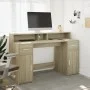 Schreibtisch mit LED-Beleuchtung, Eichenholz in Sonoma-Optik, 140x55x91 cm. von , Schreibtische - Ref: Foro24-3309422, Preis:...