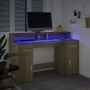Desk with LED lighting, engineered wood in Sonoma oak, 140x55x91 cm. by , Desks - Ref: Foro24-3309422, Price: 193,10 €, Disco...