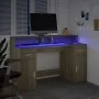 Schreibtisch mit LED-Beleuchtung, Eichenholz in Sonoma-Optik, 140x55x91 cm. von , Schreibtische - Ref: Foro24-3309422, Preis:...