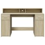 Desk with LED lighting, engineered wood in Sonoma oak, 140x55x91 cm. by , Desks - Ref: Foro24-3309422, Price: 193,10 €, Disco...