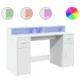 Schreibtisch mit LED-Licht, Holzwerkstoff, weiß, 140x55x91 cm. von , Schreibtische - Ref: Foro24-3309420, Preis: 207,85 €, Ra...