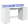 Escritorio con luz LED madera ingeniería blanco 140x55x91 cm de , Escritorios - Ref: Foro24-3309420, Precio: 210,60 €, Descue...