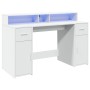 Schreibtisch mit LED-Licht, Holzwerkstoff, weiß, 140x55x91 cm. von , Schreibtische - Ref: Foro24-3309420, Preis: 203,32 €, Ra...