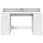 Engineered wood white desk with LED light 140x55x91 cm by , Desks - Ref: Foro24-3309420, Price: 203,32 €, Discount: %