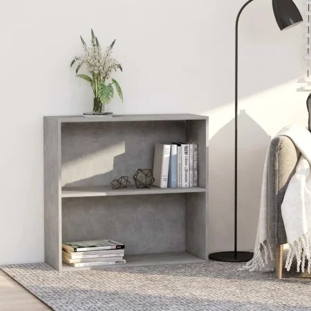 2-level gray concrete plywood bookshelf 80x30x76.5cm by , Bookcases and shelves - Ref: Foro24-801003, Price: 45,90 €, Discoun...