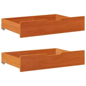Cajones debajo cama con ruedas 2 uds madera maciza pino marrón by , Home storage drawers - Ref: Foro24-850928, Price: 68,53 €...