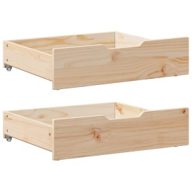 Cajones debajo de cama con ruedas 2 uds madera maciza de pino von , Aufbewahrungsschubladen für zu Hause - Ref: Foro24-850935...