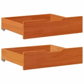 Cajones debajo cama 2 uds madera maciza pino marrón 65x55x16 cm by , Home storage drawers - Ref: Foro24-850937, Price: 60,60 ...