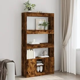 Aparador alto madera de ingeniería roble ahumado 92x33x180 cm by , Bookcases and shelves - Ref: Foro24-3309622, Price: 109,42...