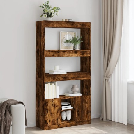 Aparador alto madera de ingeniería roble ahumado 92x33x180 cm by , Bookcases and shelves - Ref: Foro24-3309622, Price: 110,81...