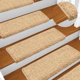Alfombrillas para escaleras 15 unidades 65x21x4 cm color crema