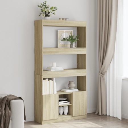 Aparador alto madera de ingeniería roble Sonoma 92x33x180 cm by , Bookcases and shelves - Ref: Foro24-3309620, Price: 106,25 ...
