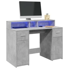 Schreibtisch mit LED-Beleuchtung, Holzoptik in Grau-Beton, 120x55x91 cm. von , Schreibtische - Ref: Foro24-3309414, Preis: 21...