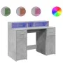 Schreibtisch mit LED-Beleuchtung, Holzoptik in Grau-Beton, 120x55x91 cm. von , Schreibtische - Ref: Foro24-3309414, Preis: 21...