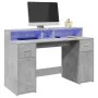 Escritorio con LED madera ingeniería gris hormigón 140x55x91 cm de , Escritorios - Ref: Foro24-3309423, Precio: 201,13 €, Des...
