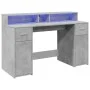 Escritorio con LED madera ingeniería gris hormigón 140x55x91 cm de , Escritorios - Ref: Foro24-3309423, Precio: 201,13 €, Des...