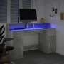 Escritorio con LED madera ingeniería gris hormigón 140x55x91 cm de , Escritorios - Ref: Foro24-3309423, Precio: 201,13 €, Des...