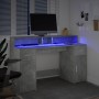 Escritorio con LED madera ingeniería gris hormigón 140x55x91 cm by , Desks - Ref: Foro24-3309423, Price: 204,77 €, Discount: %