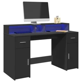 Schreibtisch mit LED-Beleuchtung, schwarzes Ingenieurholz, 140x55x91 cm. von , Schreibtische - Ref: Foro24-3309421, Preis: 28...